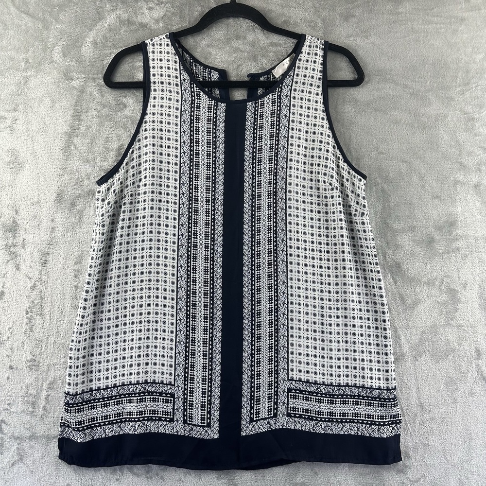 Kenar Blouse Women's M Blue White Geometric Print